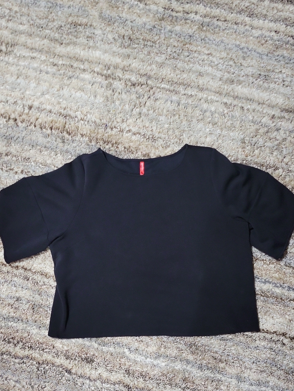 SPANX Black Crop Short Sleeve Crewneck Top - Picture 1 of 4